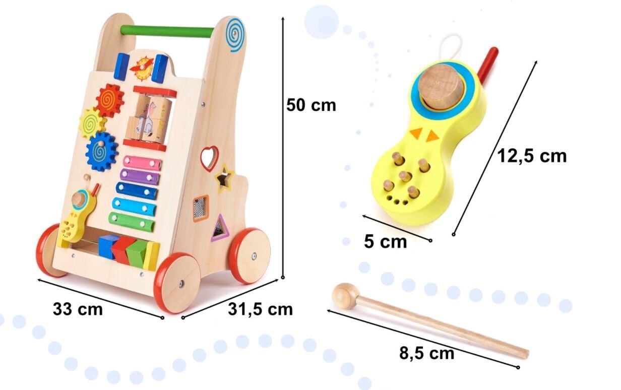 Medinė vaikštynė (stumdukas) + 6 in 1 kaina ir informacija | Lavinamieji žaislai | pigu.lt