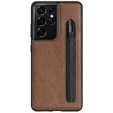 Aoge Leather dėklas skirtas Samsung Galaxy S21 Ultra, Rudas kaina ir informacija | Telefono dėklai | pigu.lt