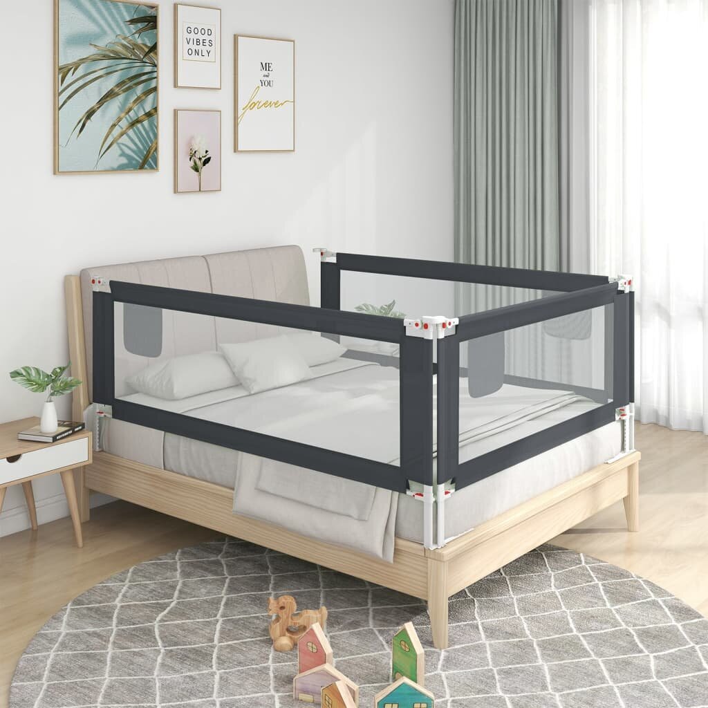 Apsauginis turėklas vaiko lovai, pilkas, 90x25cm, audinys цена и информация | Saugos varteliai, apsaugos | pigu.lt