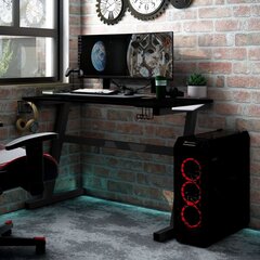 vidaXL Žaidimų stalas su Z formos kojelėmis, juodas, 90x60x75cm цена и информация | Компьютерные, письменные столы | pigu.lt