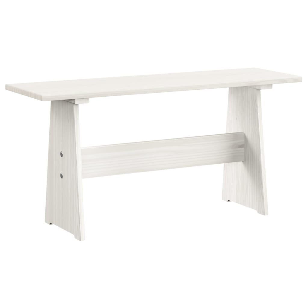 vidaXL Valgomojo stalas su suoliuku, baltos spalvos, pušies masyvas kaina ir informacija | Lauko stalai, staliukai | pigu.lt