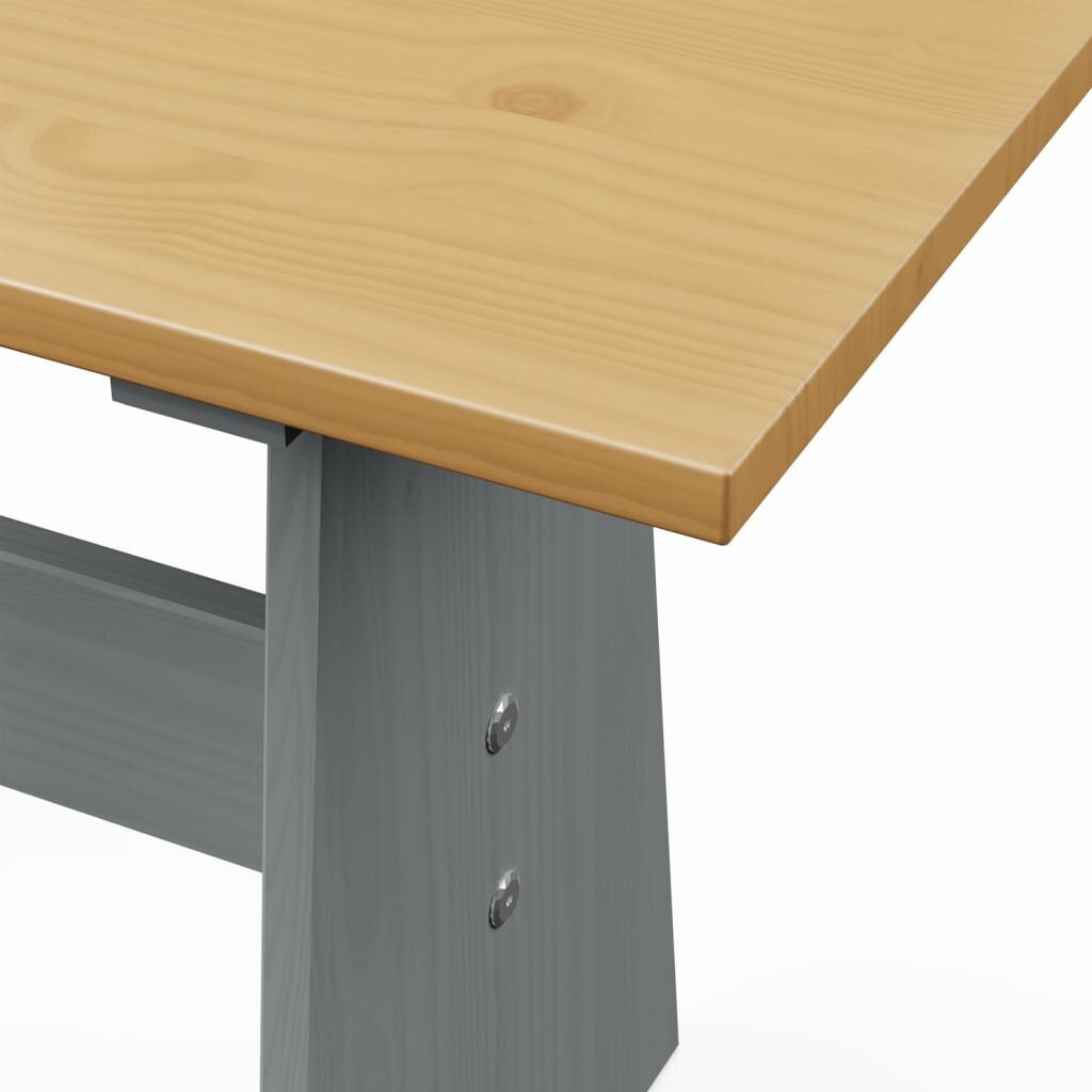 vidaXL Valgomojo stalas su suoliuku, medaus rudi/pilki, pušies masyvas kaina ir informacija | Lauko stalai, staliukai | pigu.lt