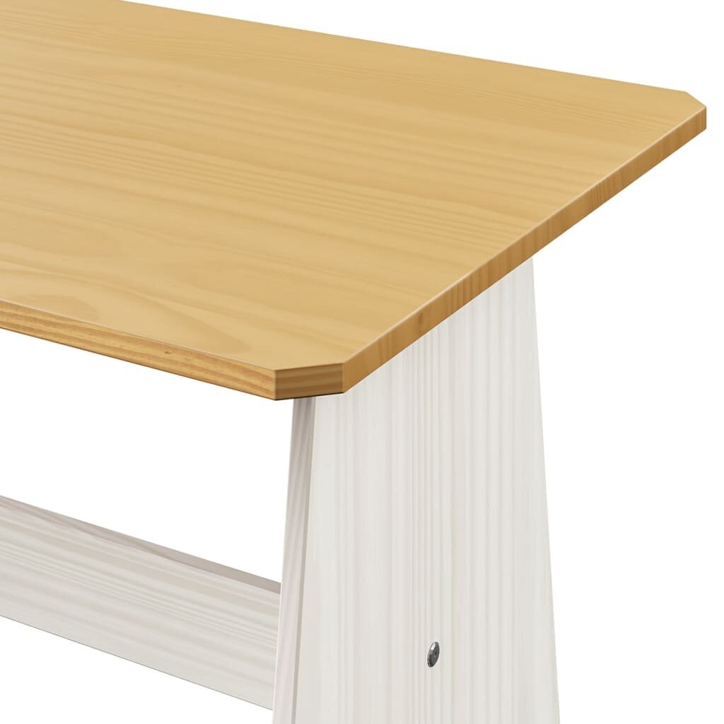 vidaXL Valgomojo stalas su suoliuku, medaus rudi/balti, pušies masyvas kaina ir informacija | Lauko stalai, staliukai | pigu.lt