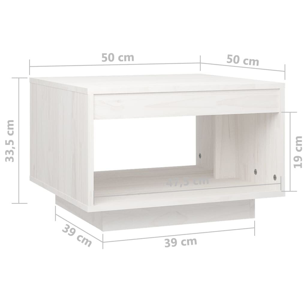 Kavos staliukas, 50x50x33,5 cm, baltas kaina ir informacija | Kavos staliukai | pigu.lt