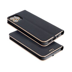 Dėklas telefonui Luna Book Gold, skirtas Samsung Galaxy S21 FE, juodas kaina ir informacija | Telefono dėklai | pigu.lt