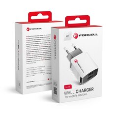 Универсальное дорожное зарядное устройство 2А с 2 разъемами USB Forcell цена и информация | Зарядные устройства для телефонов | pigu.lt