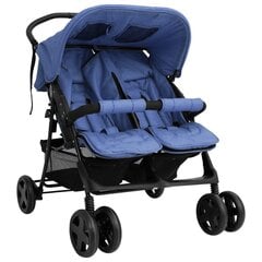 Vežimėlis dvynukams, tamsiai mėlynos spalvos, plienas kaina ir informacija | Vežimėliai | pigu.lt