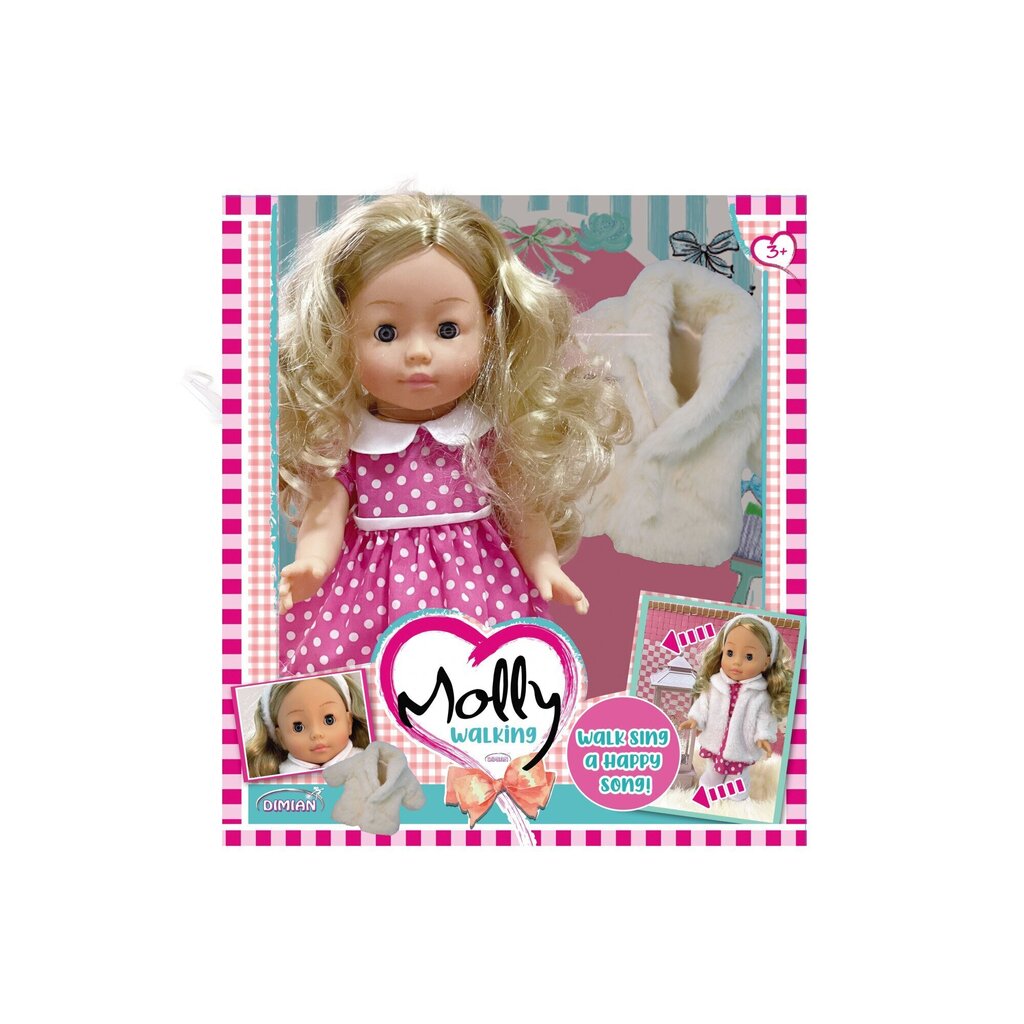 Vaikščiojanti lėlė Molly su muzika, BAMBOLINA, BD1226, 33cm цена и информация | Žaislai mergaitėms | pigu.lt