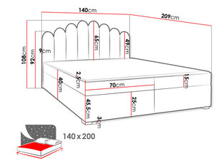 Кровать Beretini 140x200см, бежевая цена и информация | Кровати | pigu.lt