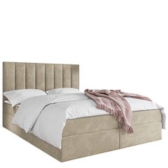 Dvigulė lova Hugo 140x200 cm, smėlio spalvos kaina ir informacija | Lovos | pigu.lt