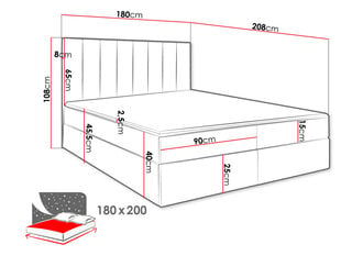 Dvigulė lova Hugo 180x200 cm, smėlio spalvos kaina ir informacija | Lovos | pigu.lt