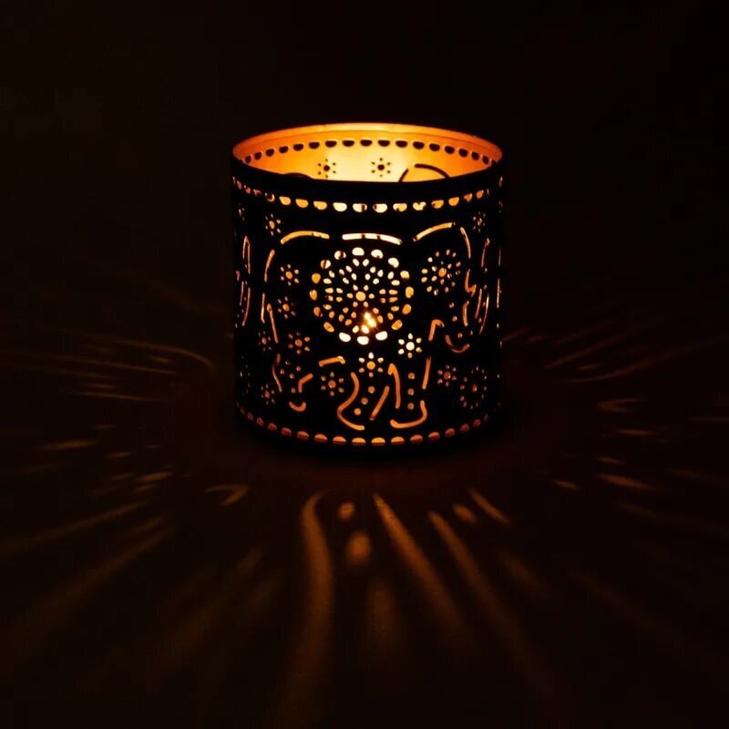 Atmosferinis šviestuvas-žvakidė Mandala Elephant, 10 cm kaina ir informacija | Žvakės, Žvakidės | pigu.lt