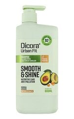 Drėkinamasis plaukų šampūnas Dicora Urban Fit Smooth&Shine, 800 ml kaina ir informacija | Šampūnai | pigu.lt