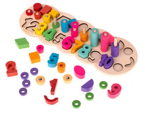 Medinis skaičių ir figūrų rūšiuotojas kaina ir informacija | Lavinamieji žaislai | pigu.lt