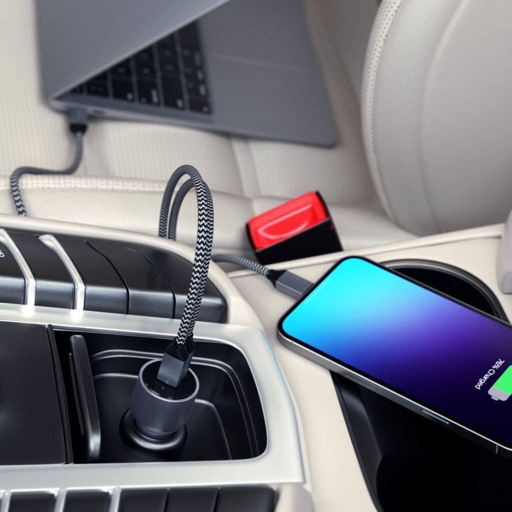 Automobilinis įkroviklis Satechi su PD 2xUSB-C 40 vatų, juodos spalvos kaina ir informacija | Adapteriai, USB šakotuvai | pigu.lt