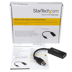 Адаптер USB 3.0 — VGA Startech USB32VGAV            Чёрный цена и информация | Адаптеры, USB-разветвители | pigu.lt