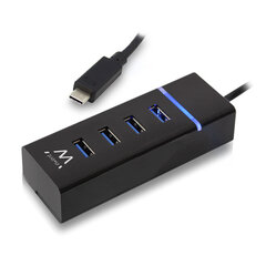 USB-хаб на 4 порта Ewent EW1137 USB 3.1 Чёрный цена и информация | Адаптеры, USB-разветвители | pigu.lt