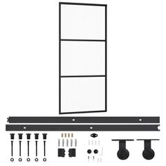 Stumdomos durys su įrangos rinkiniu, 90x205cm, ESG ir aliuminis цена и информация | Двери со стеклом LIRA, дуб сицилия, ЭКО шпон | pigu.lt