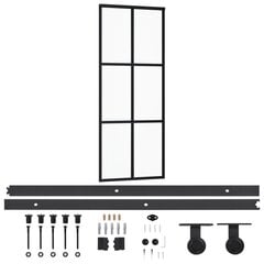 Stumdomos durys su įrangos rinkiniu, 76x205cm, ESG ir aliuminis цена и информация | Межкомнатные двери | pigu.lt