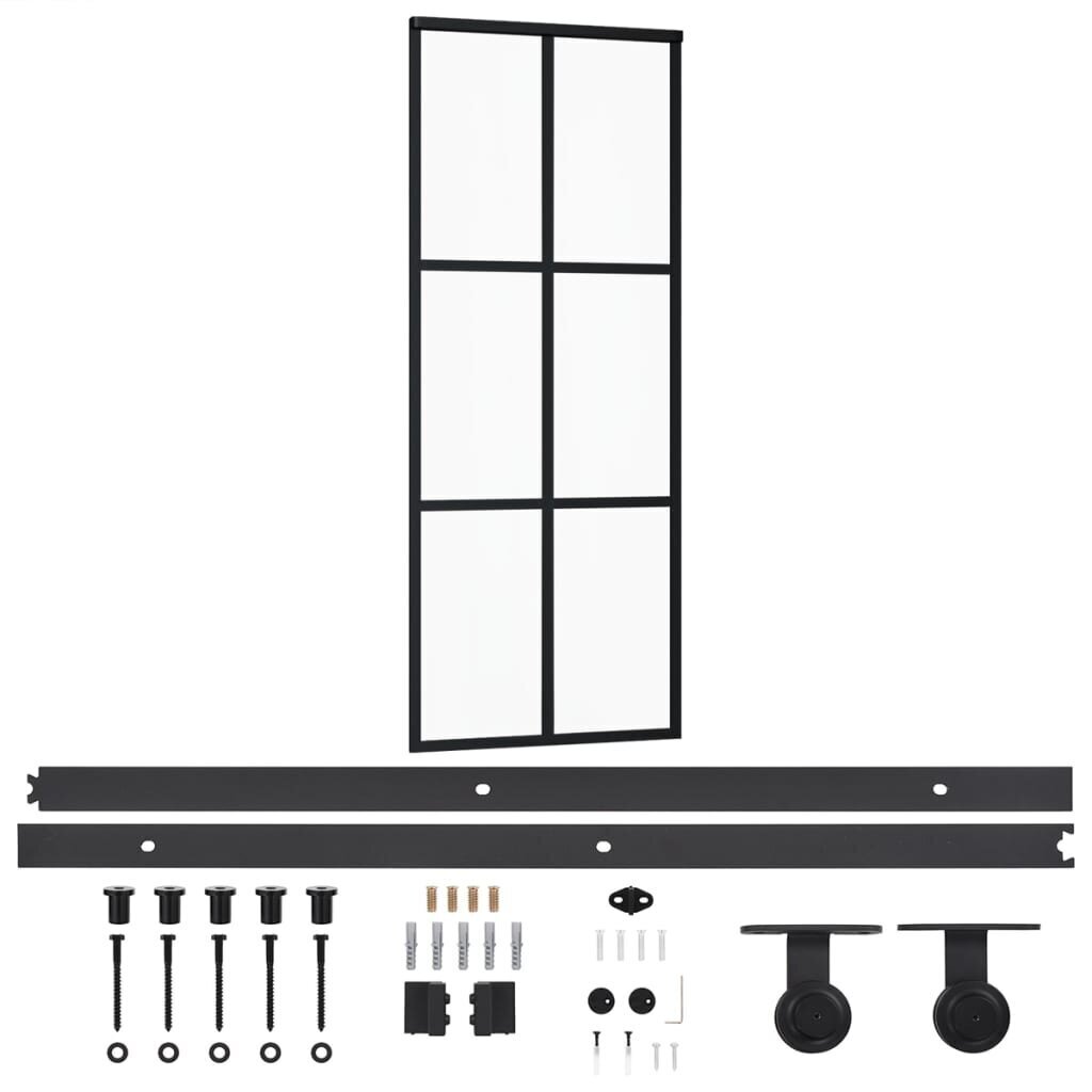 Stumdomos durys su įrangos rinkiniu, 76x205cm, ESG ir aliuminis kaina ir informacija | Vidaus durys | pigu.lt