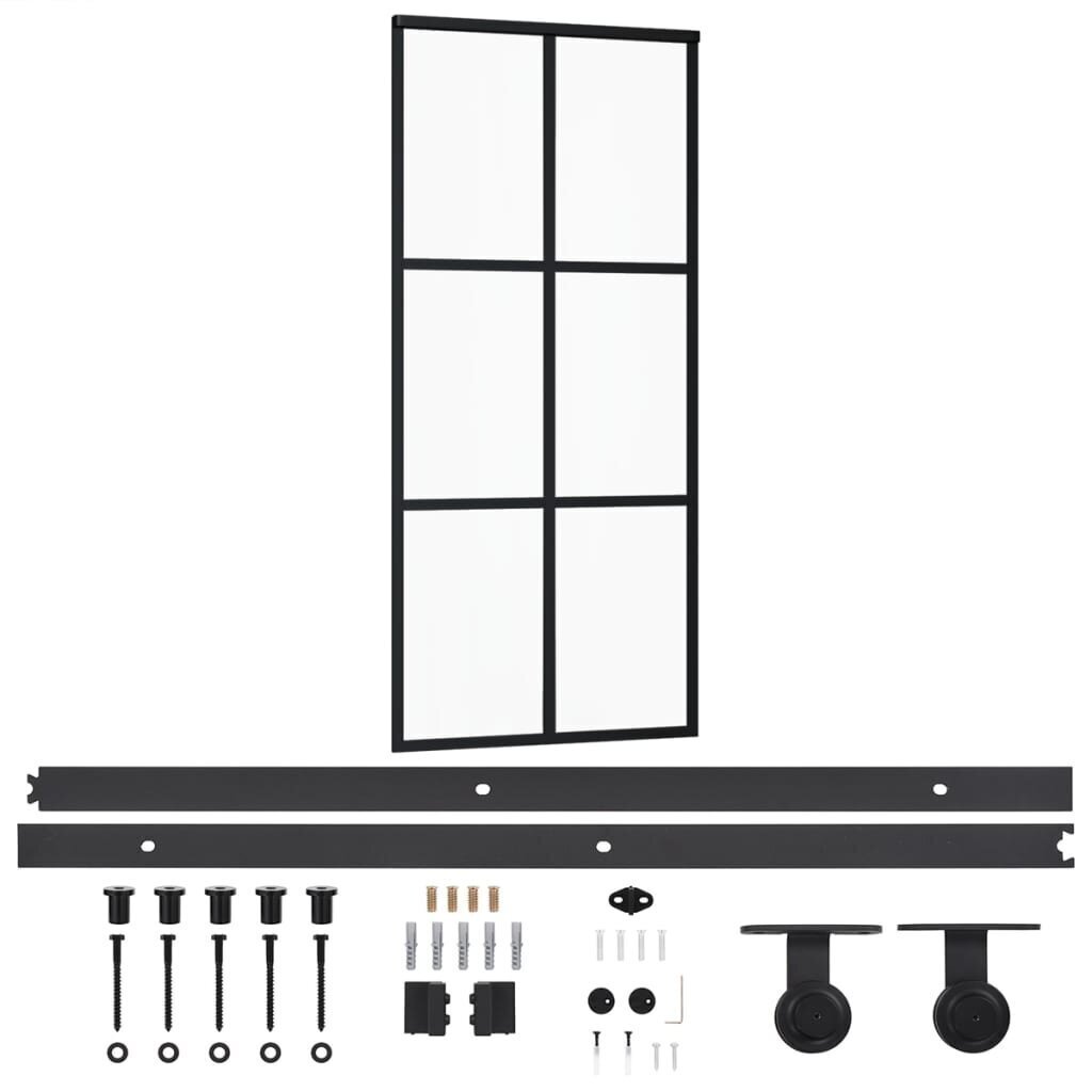 Stumdomos durys su įrangos rinkiniu, 90x205cm, ESG ir aliuminis цена и информация | Vidaus durys | pigu.lt