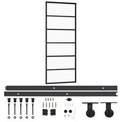 Stumdomos durys su įrangos rinkiniu, 76x205cm, ESG ir aliuminis цена и информация | Межкомнатные двери | pigu.lt