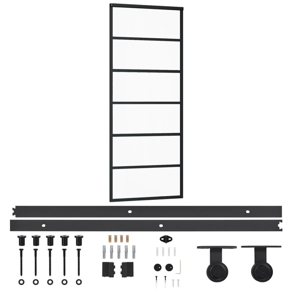 Stumdomos durys su įrangos rinkiniu, 76x205cm, ESG ir aliuminis kaina ir informacija | Vidaus durys | pigu.lt