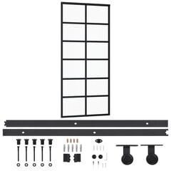 Stumdomos durys su įrangos rinkiniu, 90x205cm, ESG ir aliuminis kaina ir informacija | Vidaus durys | pigu.lt