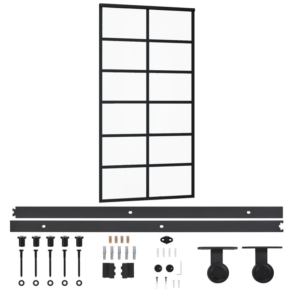 Stumdomos durys su įrangos rinkiniu, 102x205cm, ESG/aliuminis kaina ir informacija | Vidaus durys | pigu.lt