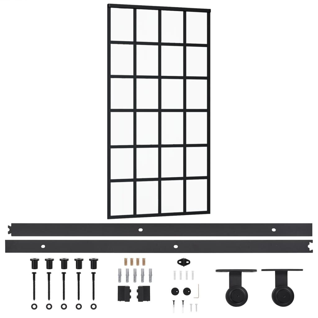 Stumdomos durys su įrangos rinkiniu, 102x205cm, ESG/aliuminis kaina ir informacija | Vidaus durys | pigu.lt