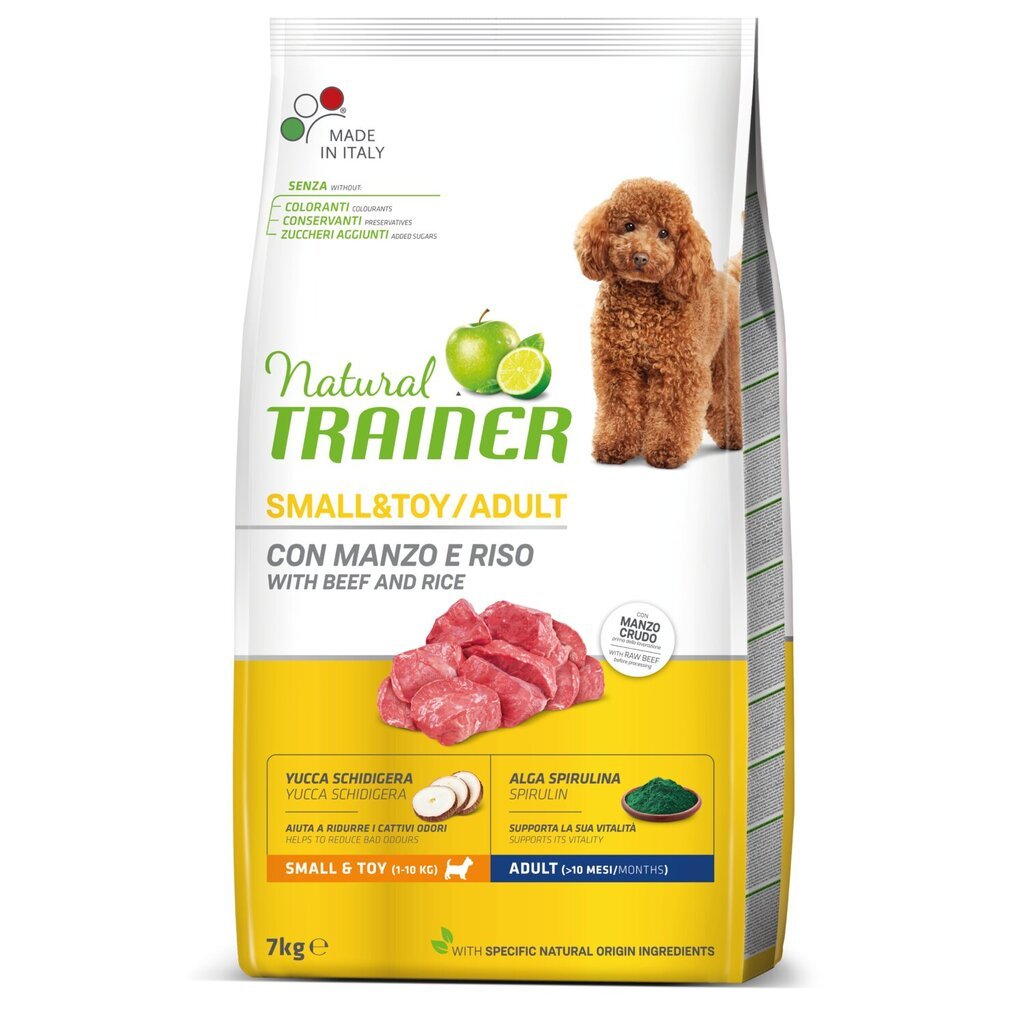 Natural Trainer su jautiena ir ryžiais mažų ir labai mažų veislių suaugusiems šunims, 7 kg kaina ir informacija | Sausas maistas šunims | pigu.lt