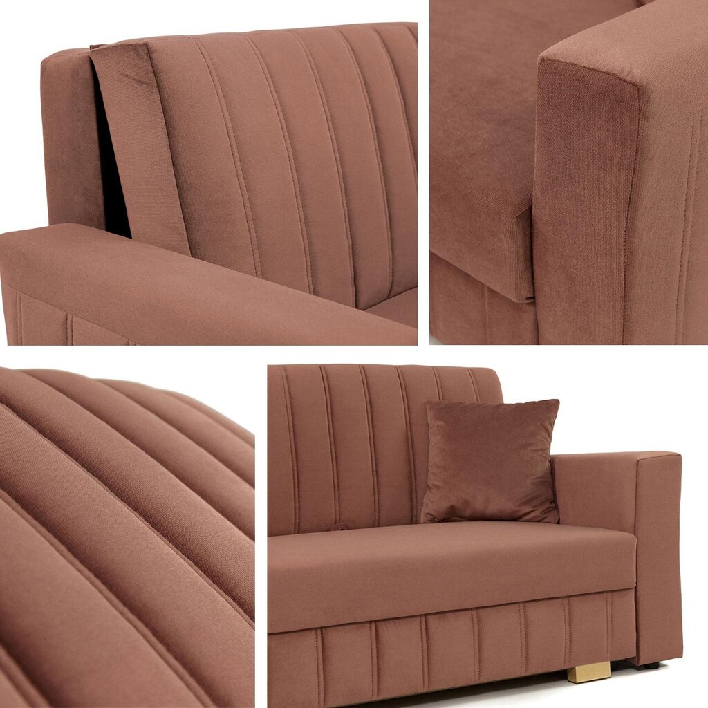Sofa-lova Clivia Glam 2, smėlio spalvos kaina ir informacija | Sofos | pigu.lt
