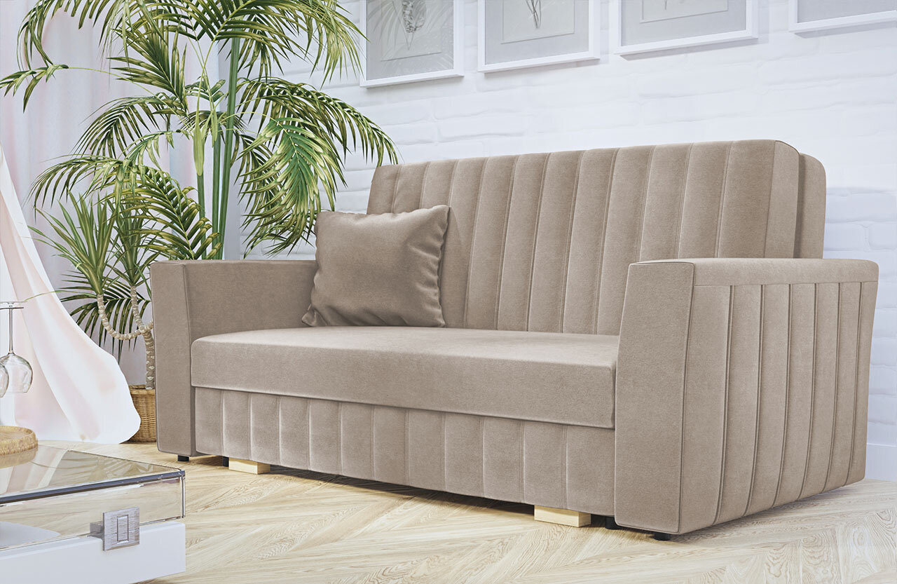 Sofa-lova Clivia Glam 3, smėlio spalvos kaina ir informacija | Sofos | pigu.lt