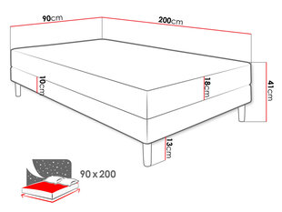 Кровать Moriba 90x200 см, серая цена и информация | Кровати | pigu.lt
