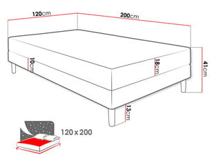 Кровать Moriba 120х200см, зеленая цена и информация | Кровати | pigu.lt