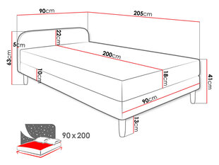 Lova Moriba 2 90x200cm, smėlio spalvos kaina ir informacija | Lovos | pigu.lt