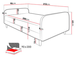 Кровать Moriba 3 90x200 см, бежевая цена и информация | Кровати | pigu.lt