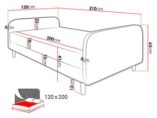 Кровать Moriba 3 120x200 см, зеленая цена и информация | Кровати | pigu.lt