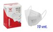 Respiratorius FFP2, 5 sluoksnių, pagamintas Lietuvoje, baltas, 10 vnt. kaina ir informacija | Pirmoji pagalba | pigu.lt