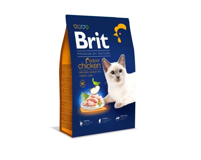 Brit Dry Premium By Nature Indoor su vištiena, 8 kg kaina ir informacija | Sausas maistas katėms | pigu.lt