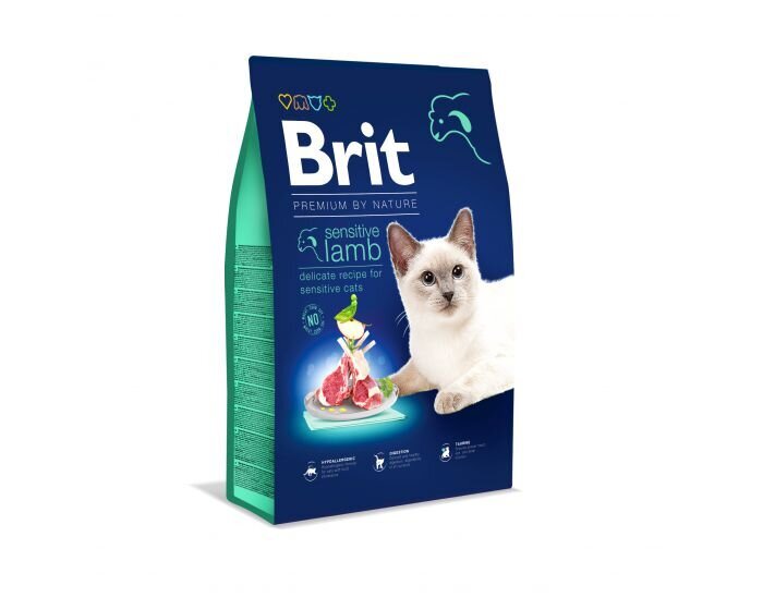 Brit Dry Premium By Nature Sensitive su ėriena, 8 kg kaina ir informacija | Sausas maistas katėms | pigu.lt