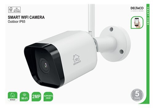 WiFi kamera DELTACO SMART HOME lauko IP65, 2MP, ONVIF, Balta / SH-IPC07 kaina ir informacija | Stebėjimo kameros | pigu.lt
