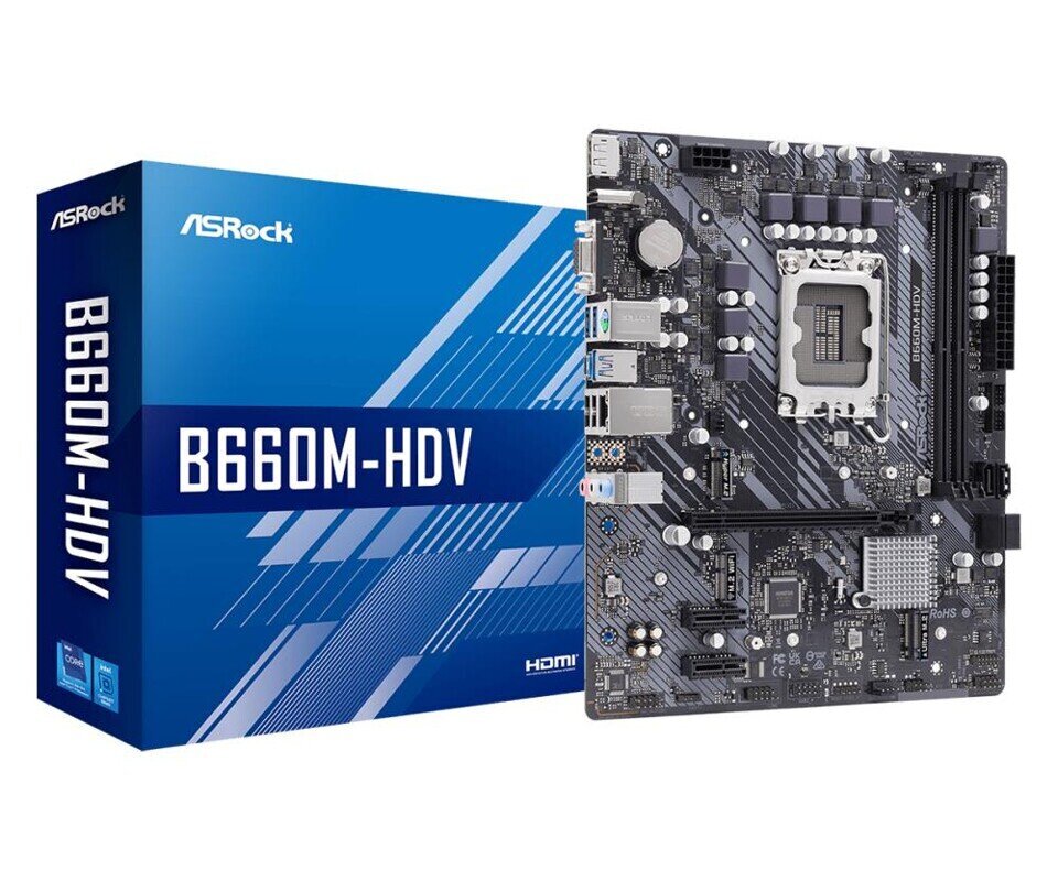 Pagrindinė plokštė|ASROCK|Intel B660|LGA1700|MicroATX|Pamatai DDR4|Pamatų lizdai 2|2xPCI-Express 3.0 1x|1xPCI-Express 4.0 16x|2xM.2|1x15pin D-sub|1xHD цена и информация | Procesoriai (CPU) | pigu.lt