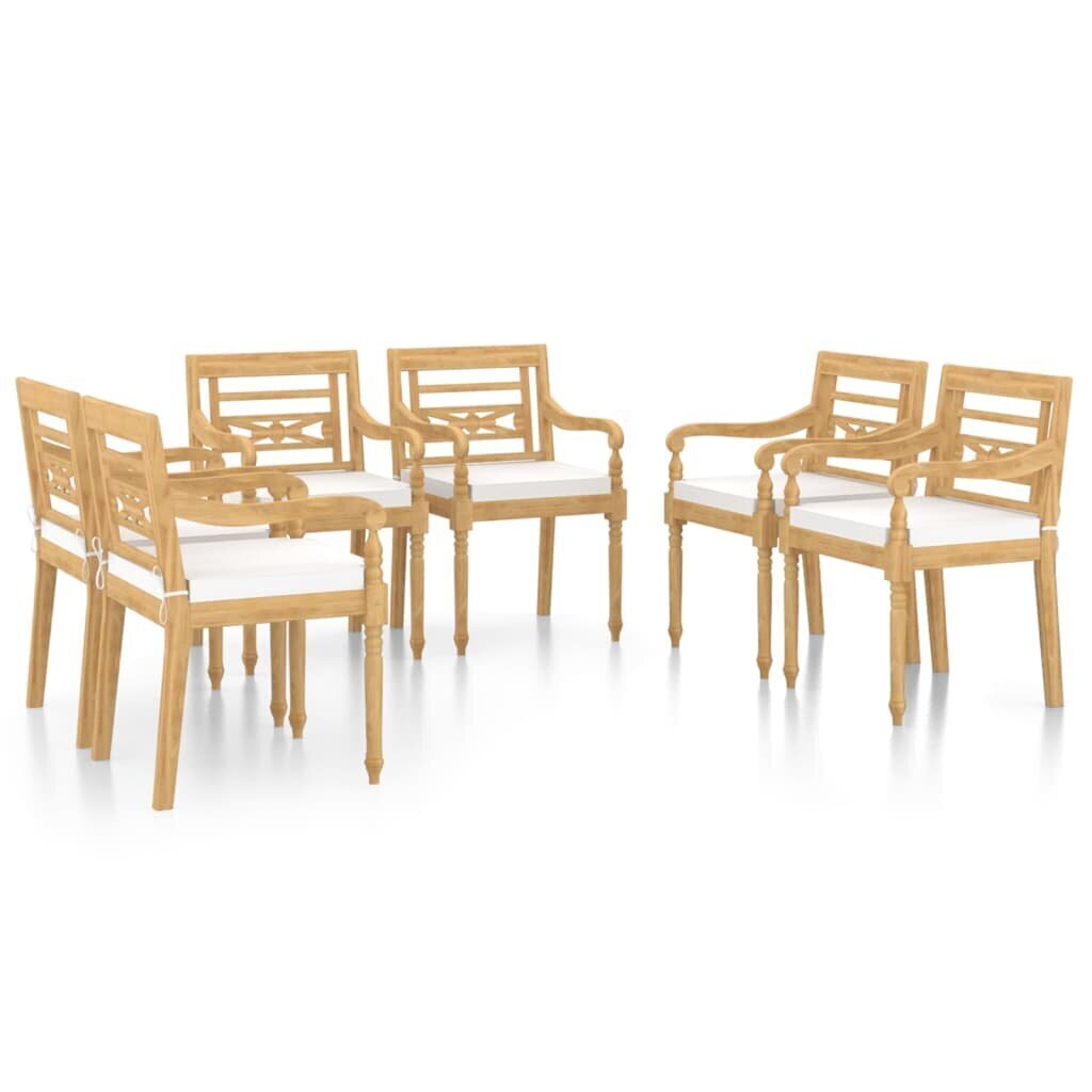 Batavia kėdės su pagalvėlėmis, 6vnt., ruda/balta kaina ir informacija | Lauko kėdės, foteliai, pufai | pigu.lt