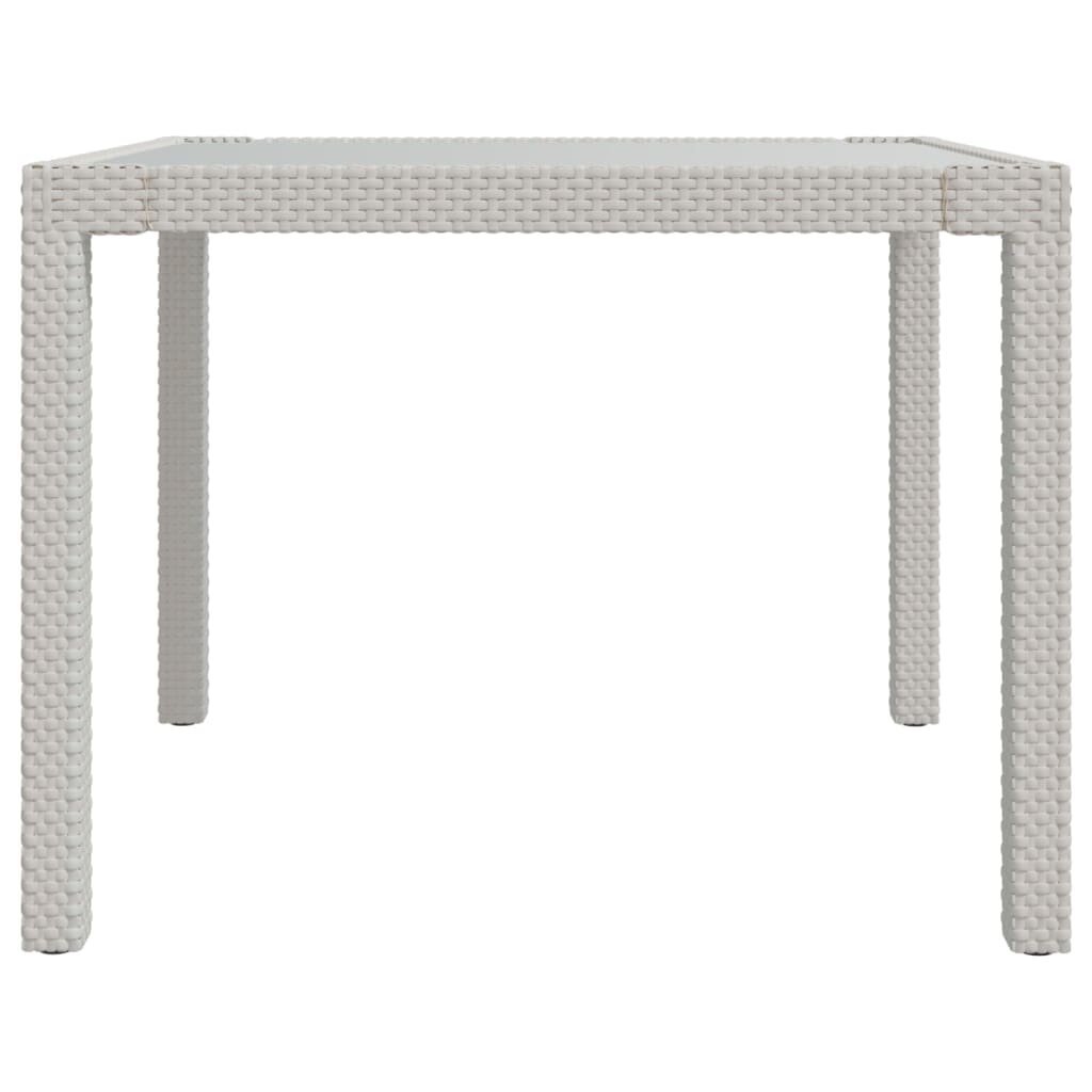 Sodo stalas, baltas, 90x90x75cm, grūdintas stiklas/poliratanas kaina ir informacija | Lauko stalai, staliukai | pigu.lt