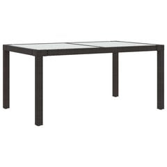 Sodo stalas, rudas, 150x90x75cm, grūdintas stiklas/poliratanas kaina ir informacija | Lauko stalai, staliukai | pigu.lt