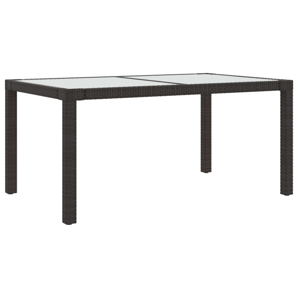 Sodo stalas, rudas, 150x90x75cm, grūdintas stiklas/poliratanas цена и информация | Lauko stalai, staliukai | pigu.lt