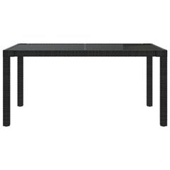 Sodo stalas, juodas, 150x90x75cm, grūdintas stiklas/poliratanas kaina ir informacija | Lauko stalai, staliukai | pigu.lt