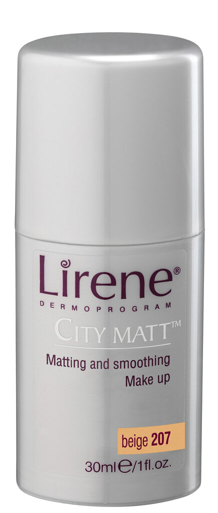 Makiažo pagrindas Lirene City Matt, 207 Beige, 30 ml цена и информация | Makiažo pagrindai, pudros | pigu.lt