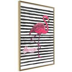 Plakatas Flamingo on Striped Background kaina ir informacija | Reprodukcijos, paveikslai | pigu.lt